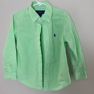 Ralph Lauren boys size 5 green pinstripe button down